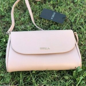 FURLA Lilli Crossbody Leather Bag Clutch Moonstone